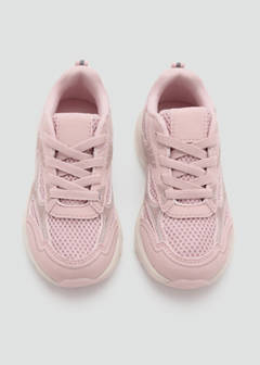 Mixed trainers with elastic lace — Pastel Pink 4