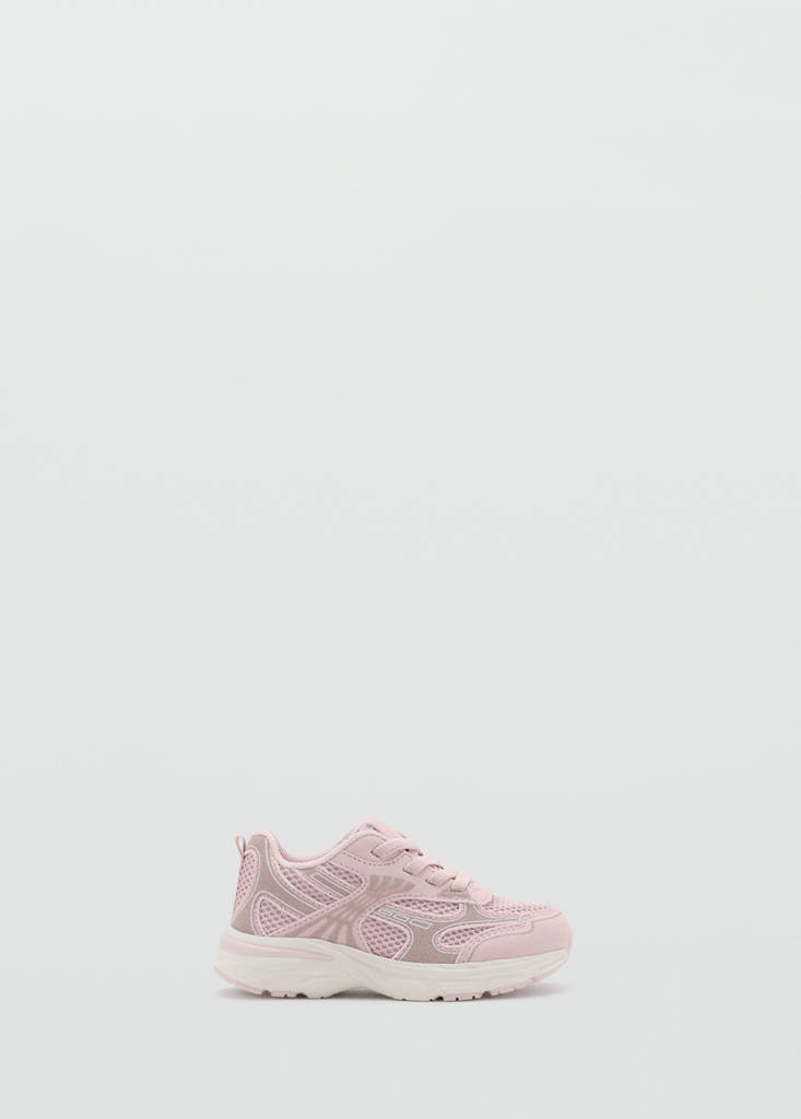 Mixed trainers with elastic lace — Pastel Pink