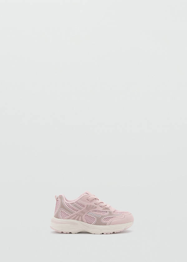 Mixed trainers with elastic lace — Pastel Pink