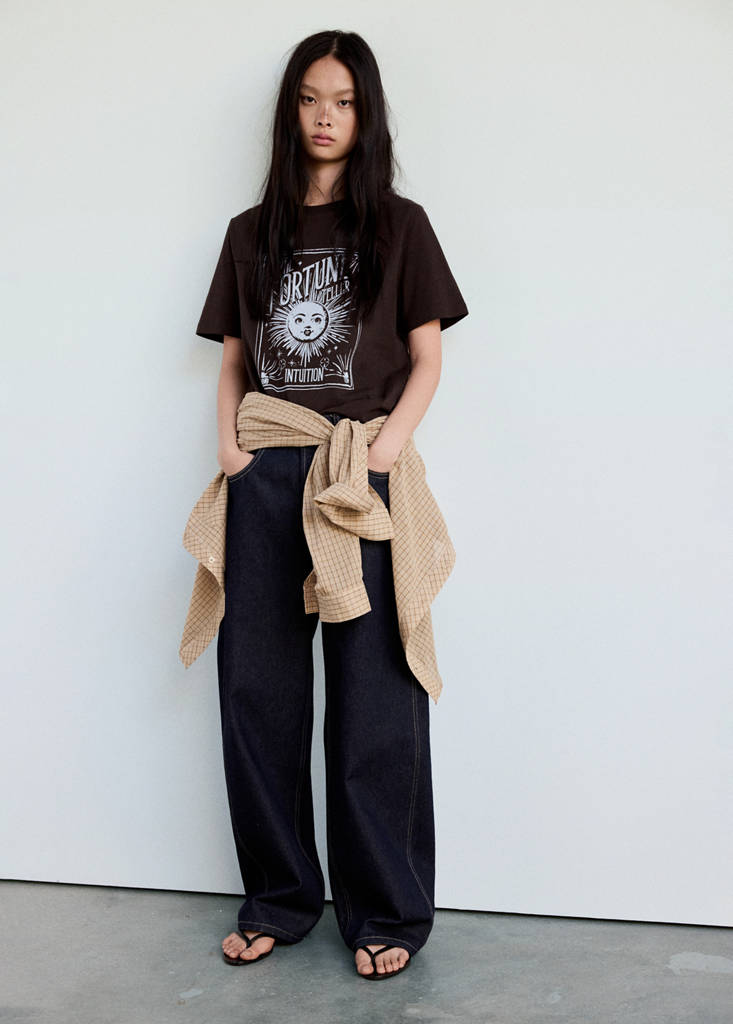 Printed cotton-blend t-shirt — Chocolate