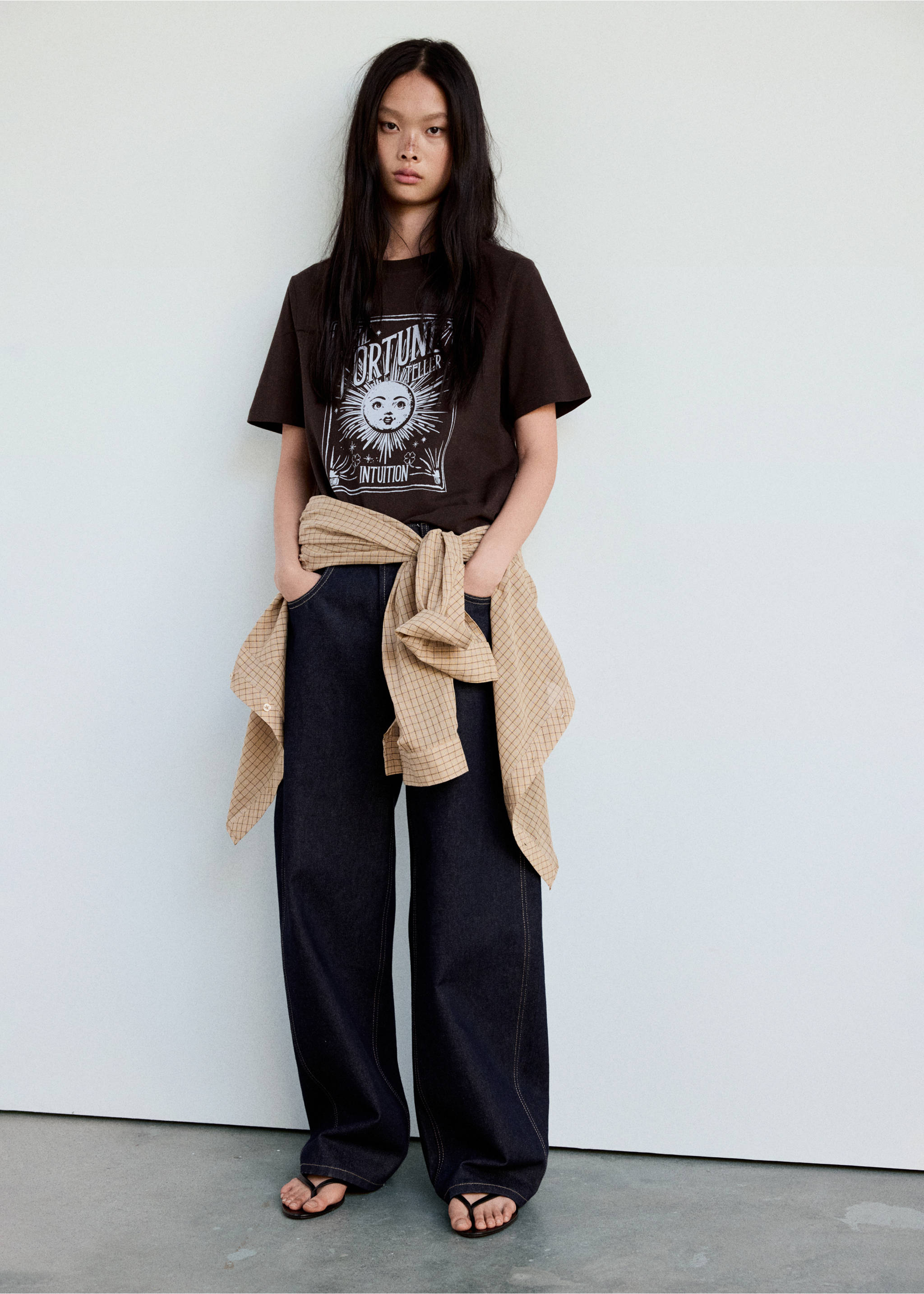 Printed cotton-blend t-shirt - General plane, Chocolate. Ref: 37054073-00.
