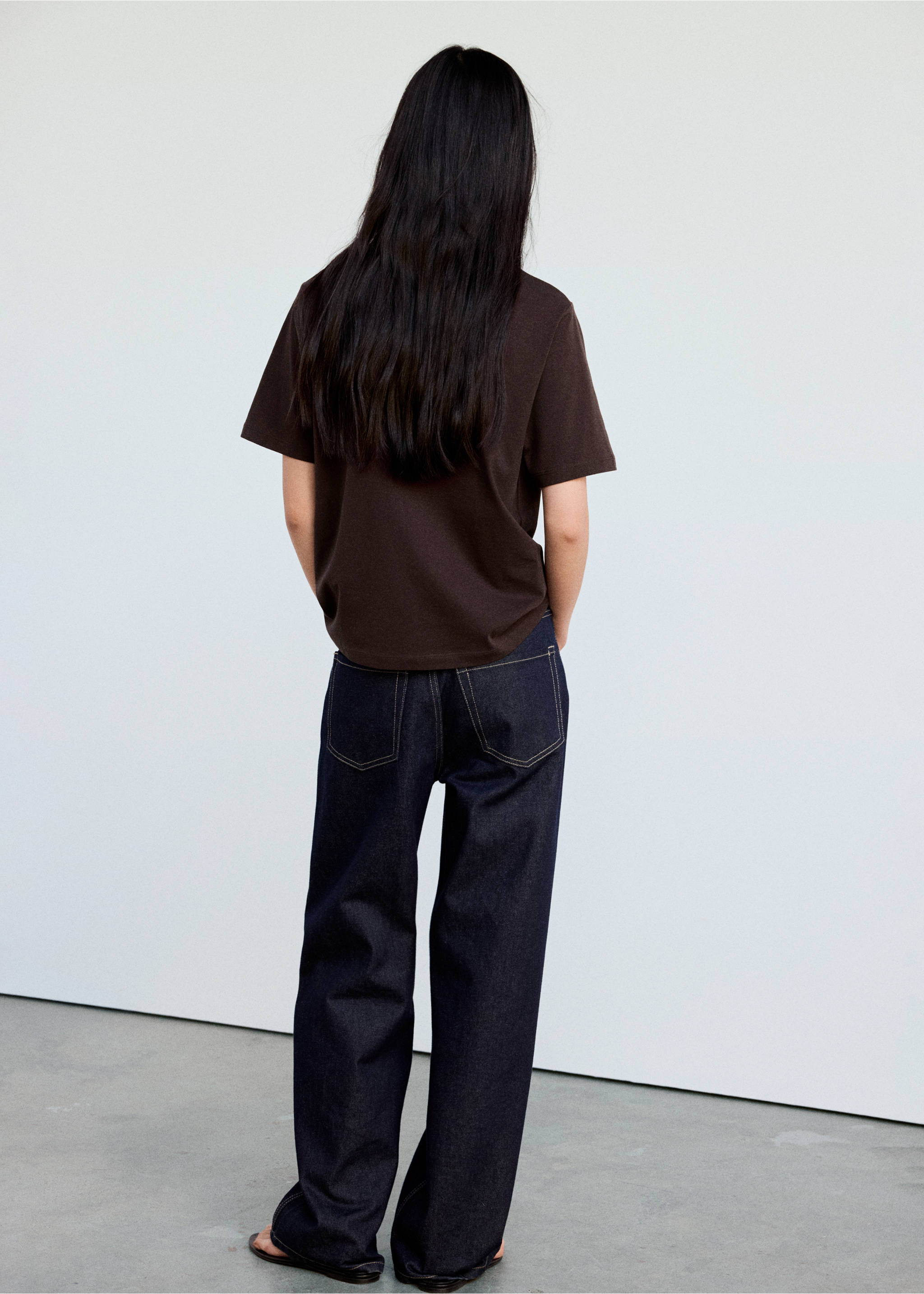 Printed cotton-blend t-shirt - Reverse of the article, Chocolate. Ref: 37054073-00.