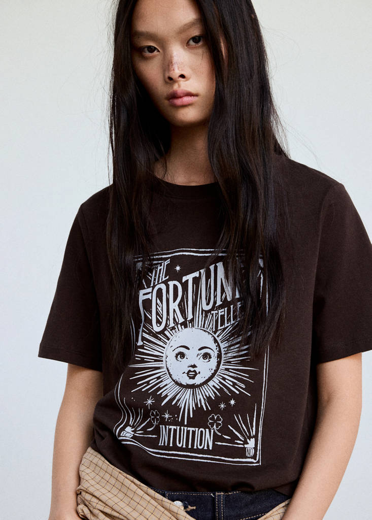 Printed cotton-blend t-shirt — Chocolate