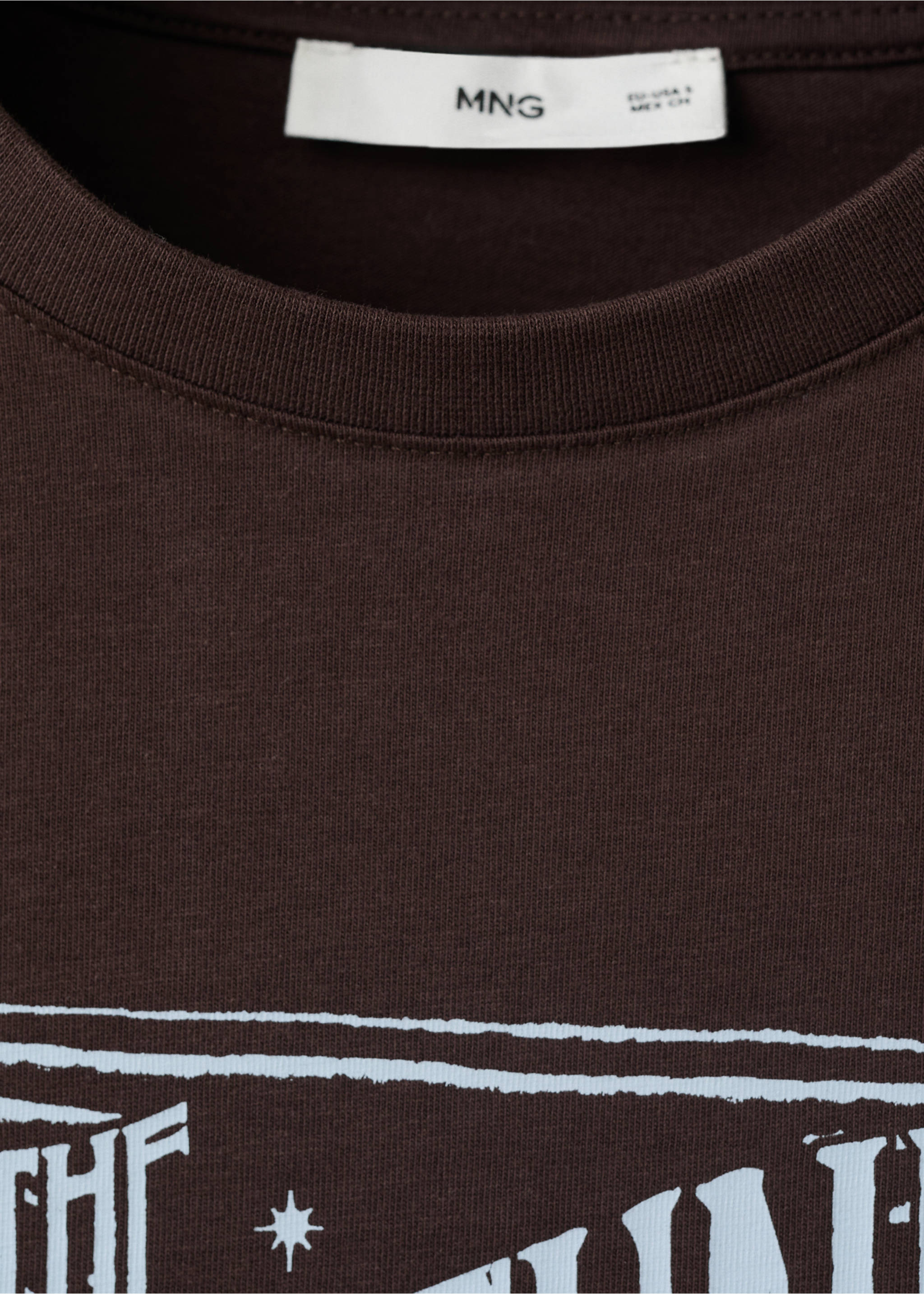 Printed cotton-blend t-shirt - Details of the article 8, Chocolate. Ref: 37054073-00.