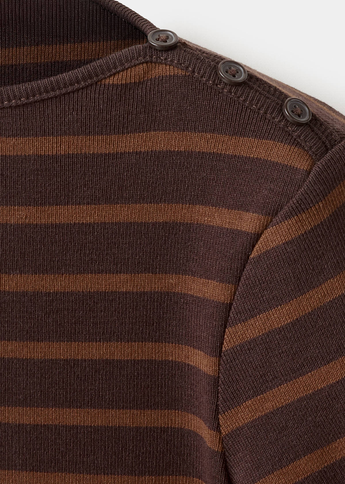 Striped cotton T-shirt — Brown