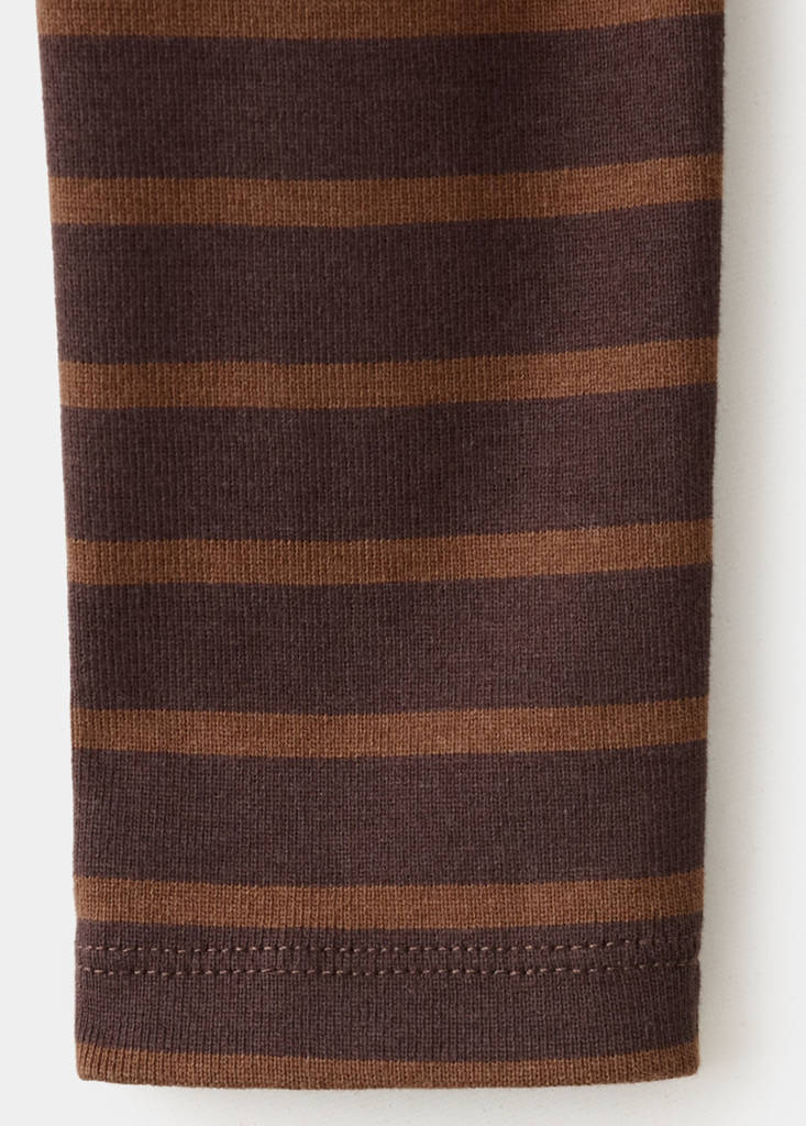 Striped cotton T-shirt — Brown