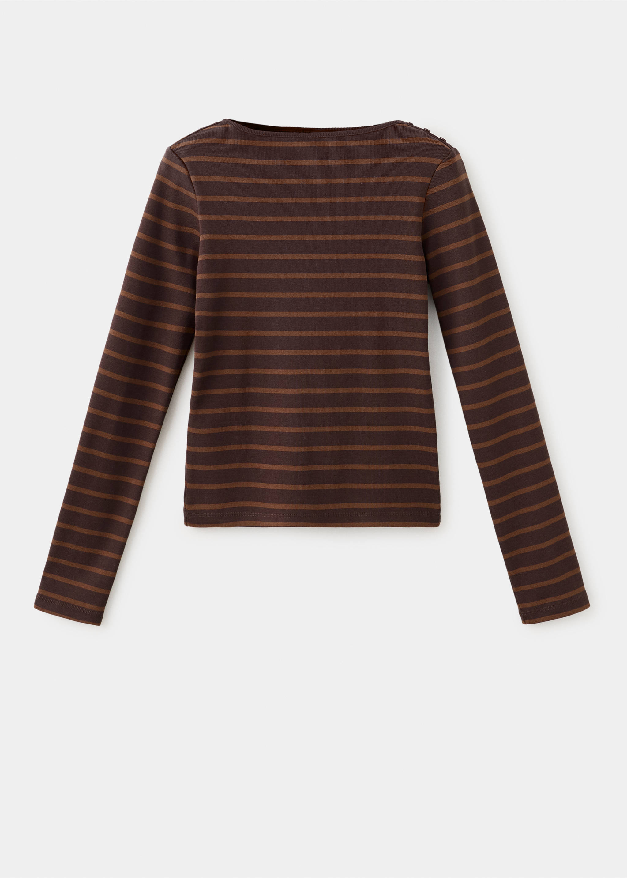 T-shirt coton à rayures - Article sans modèle, Marron. Ref: 37054074-00.
