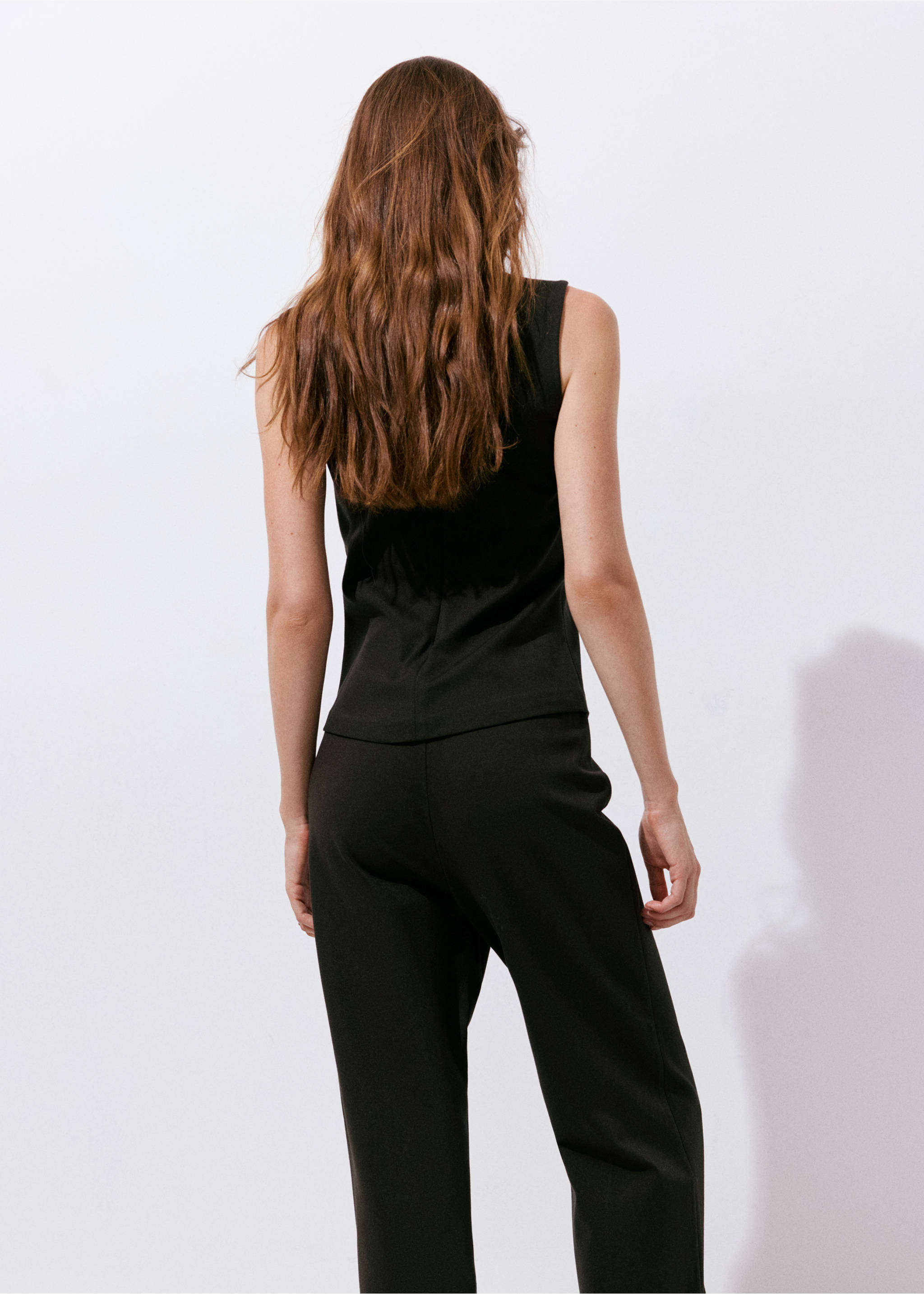 Pinstripe high-neck top - Reverse of the article, Brown. Ref: 37054078-00.