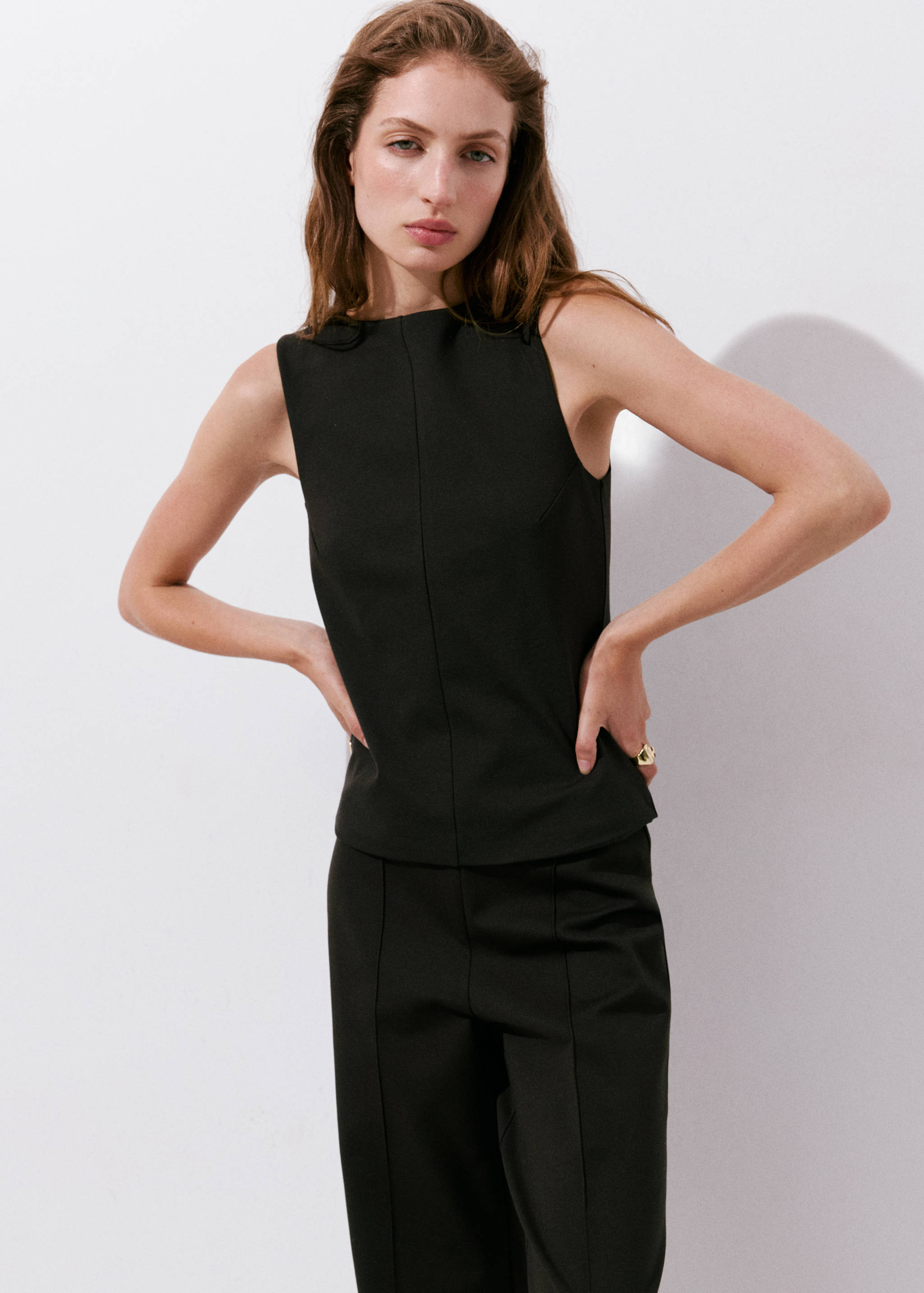 Pinstripe high-neck top - Details of the article 3