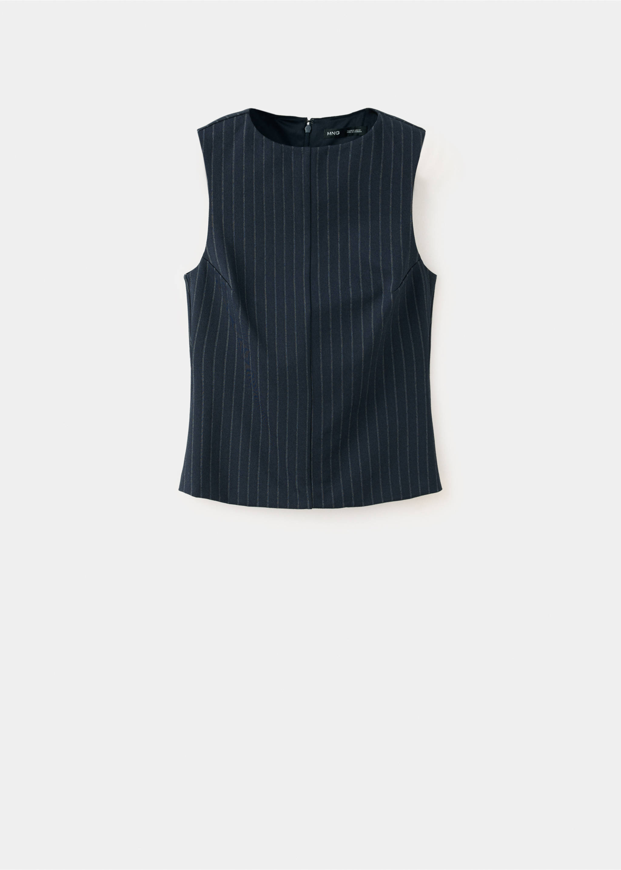 Pinstripe high-neck top - Article without model, Navy. Ref: 37054078-00.