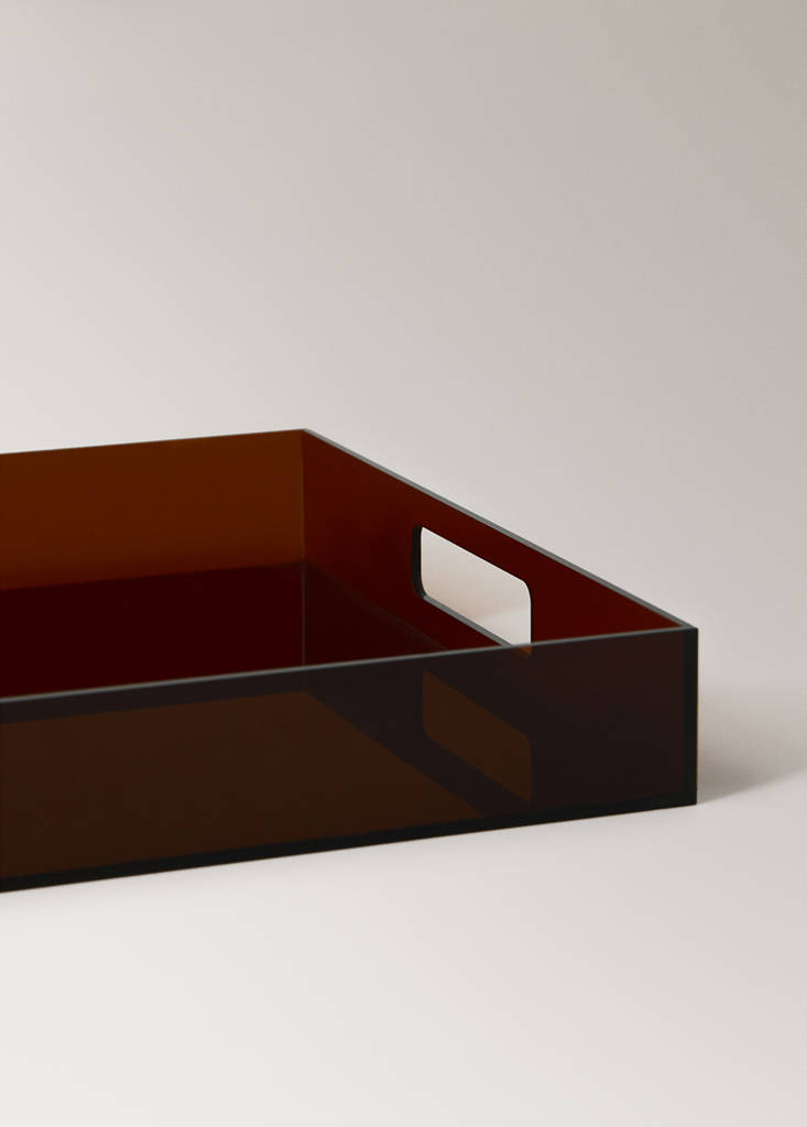 Rectangular coloured acrylic tray — Brown