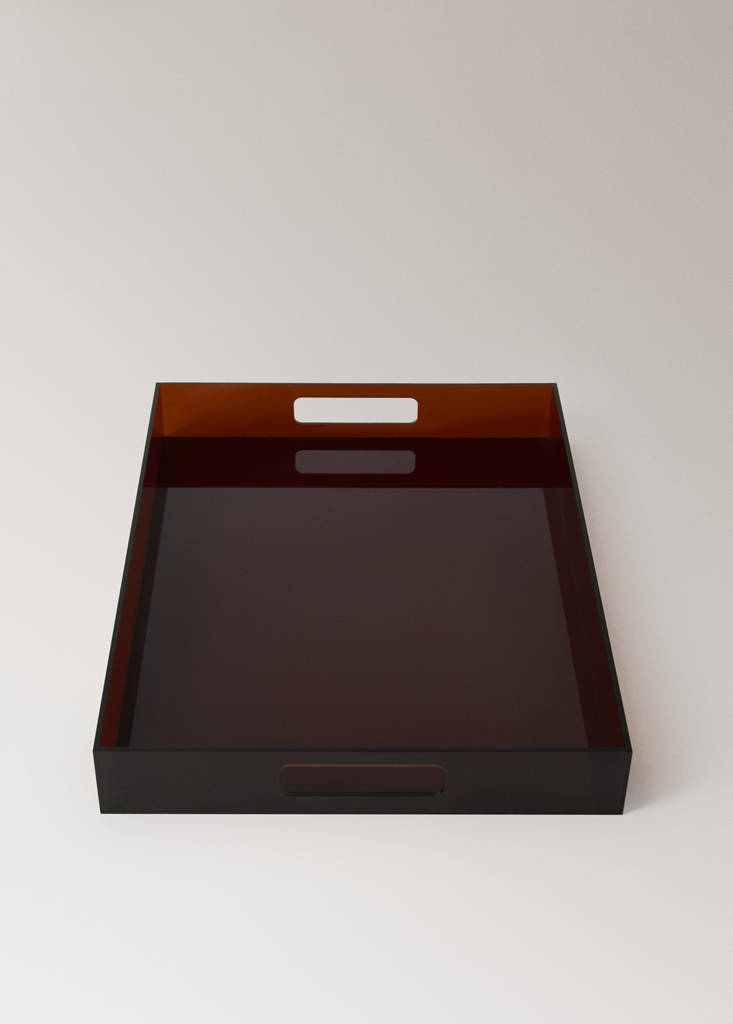 Rectangular coloured acrylic tray — Brown