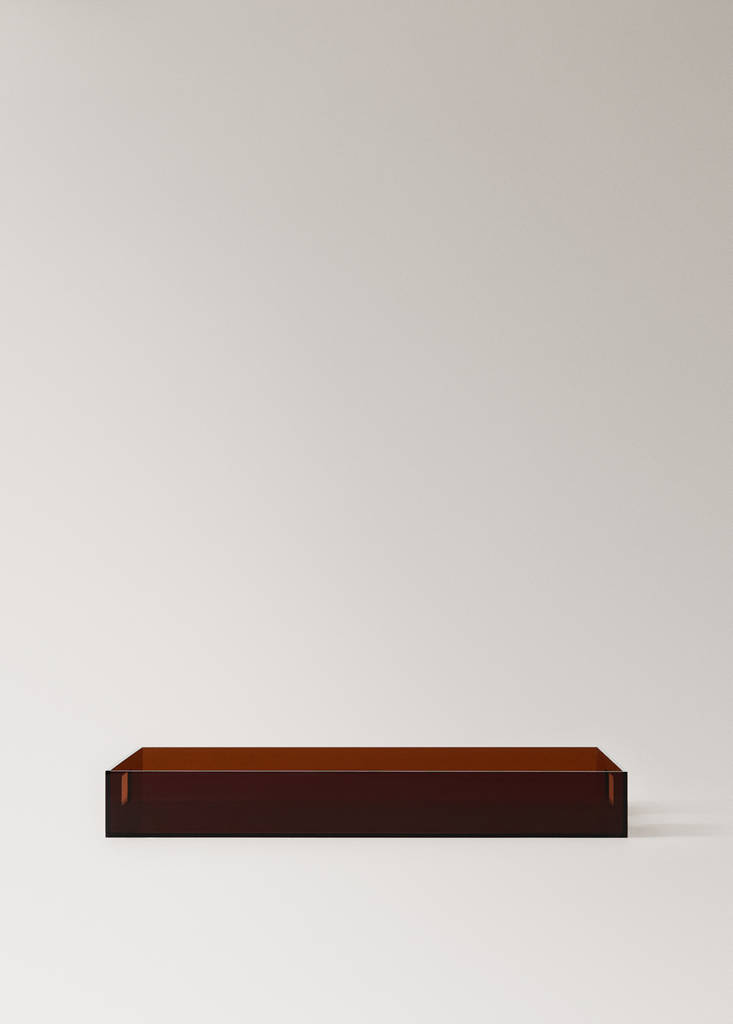 Rectangular coloured acrylic tray — Brown
