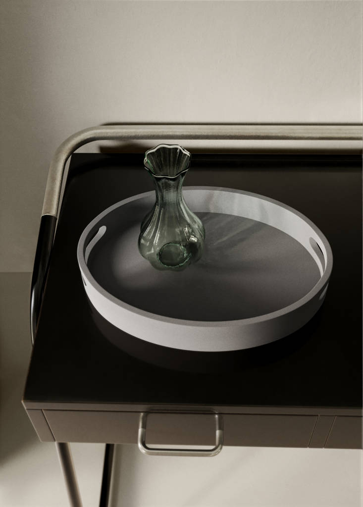 Large oval tray with handles — Blue
