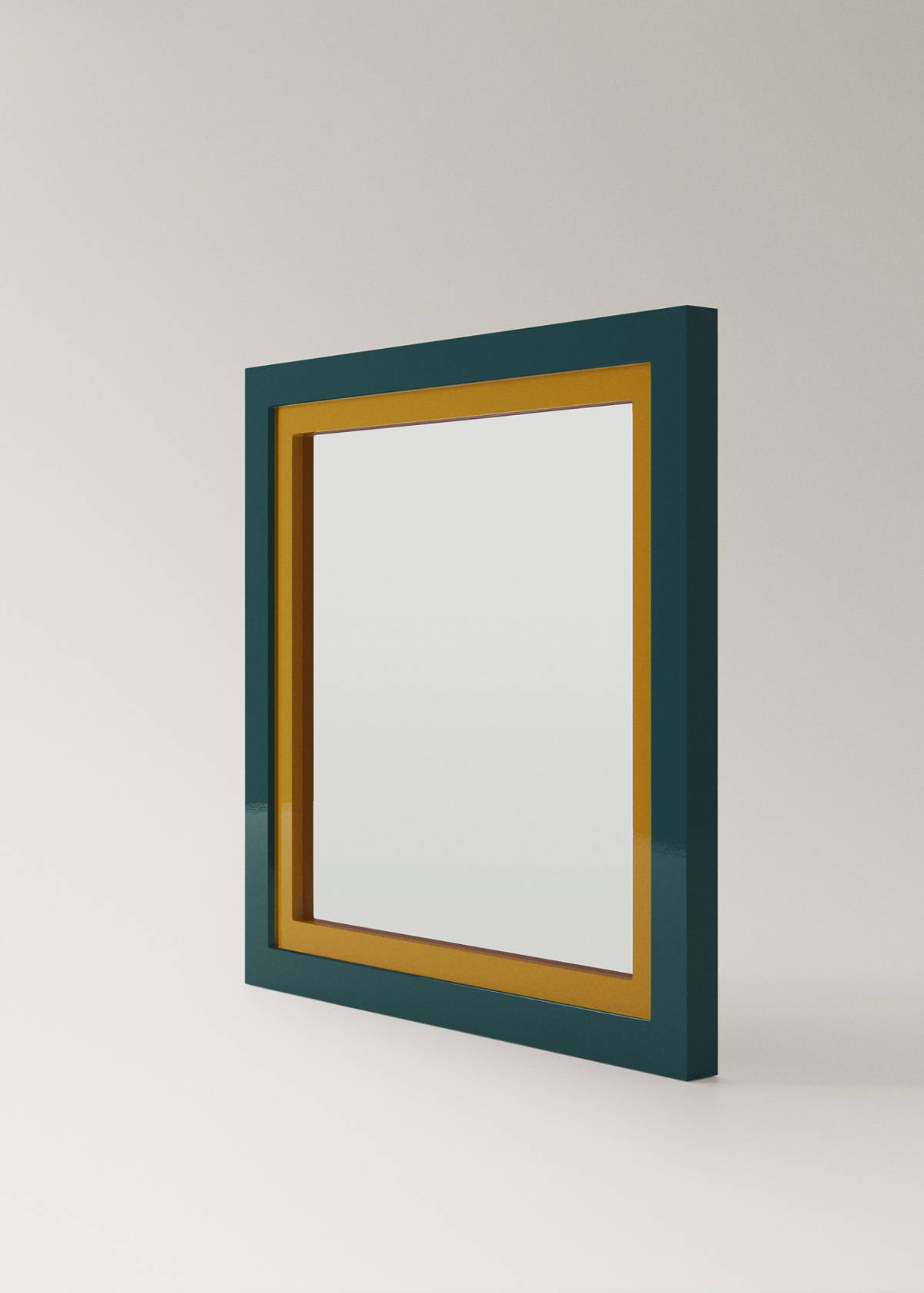 Medium bi-colour lacquered mirror — Petrol Blue