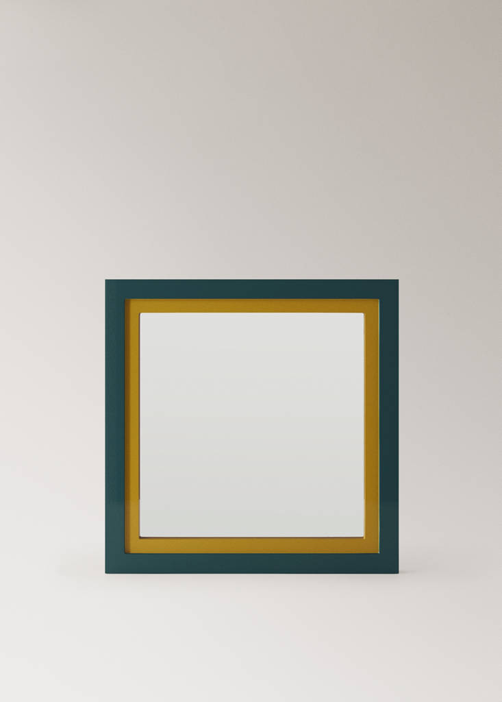 Medium-sized double mirror in lacquered colour — Petrol Blue