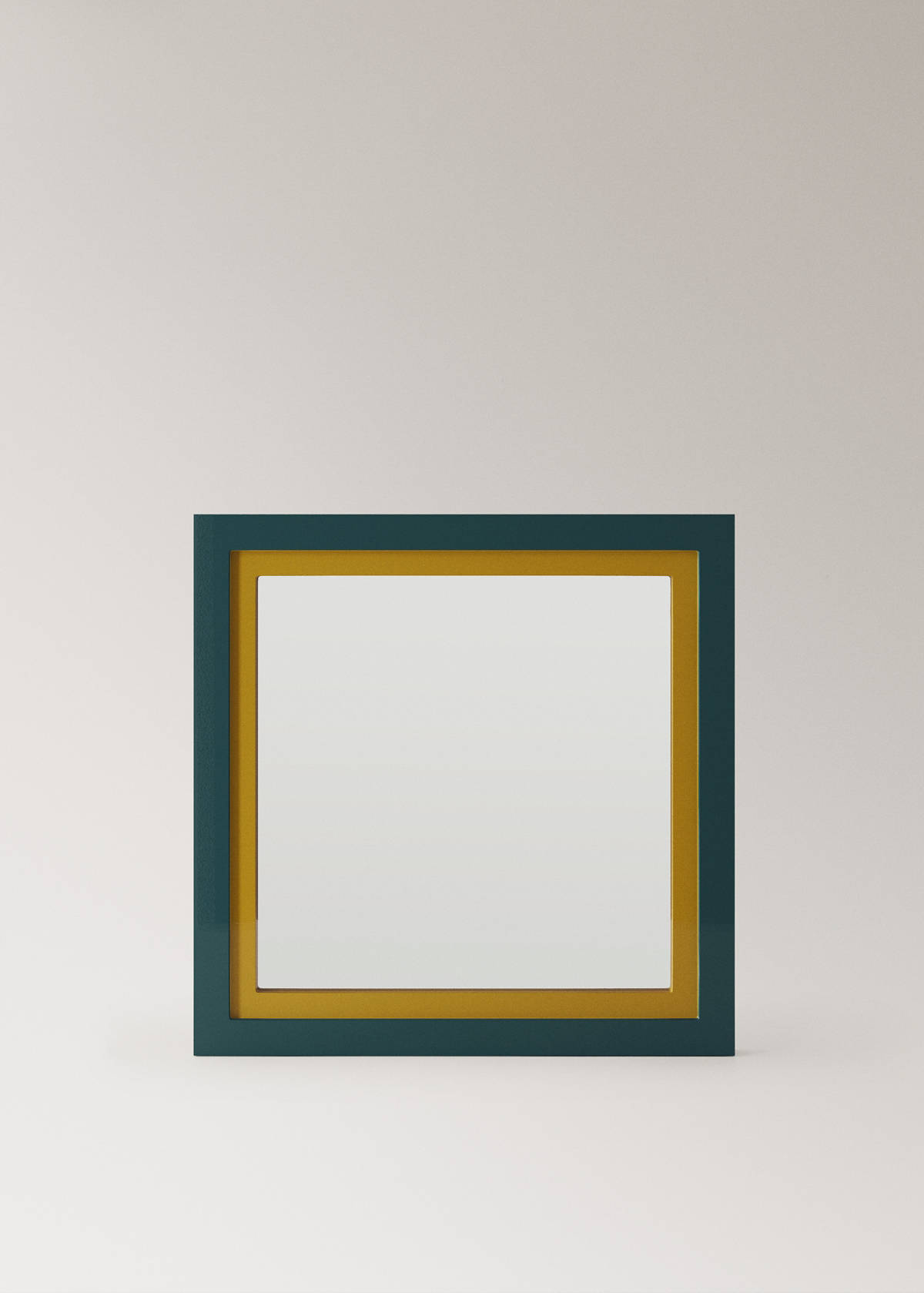 Medium bi-colour lacquered mirror — Petrol Blue