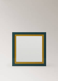 Medium bi-colour lacquered mirror — Petrol Blue 5