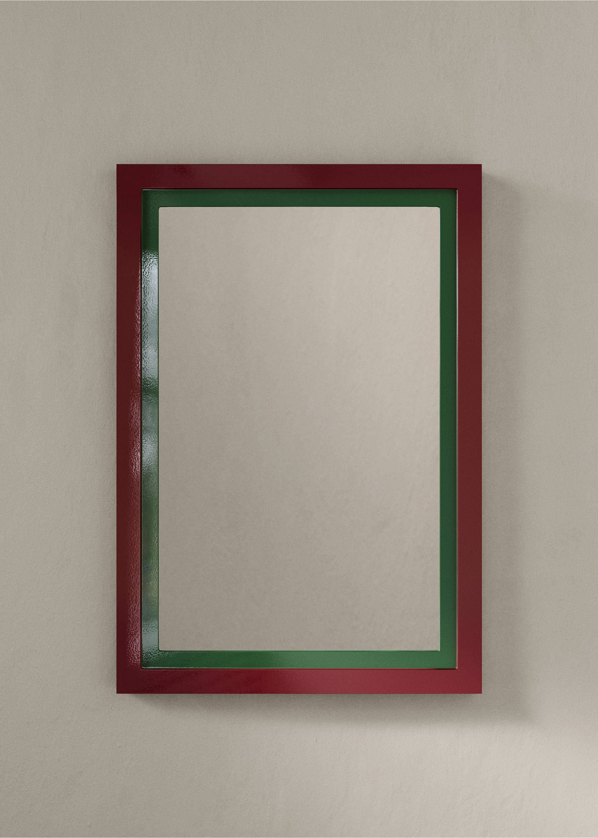 Large double-colour lacquered mirror - General plane, Maroon. Ref: 37054083-00.