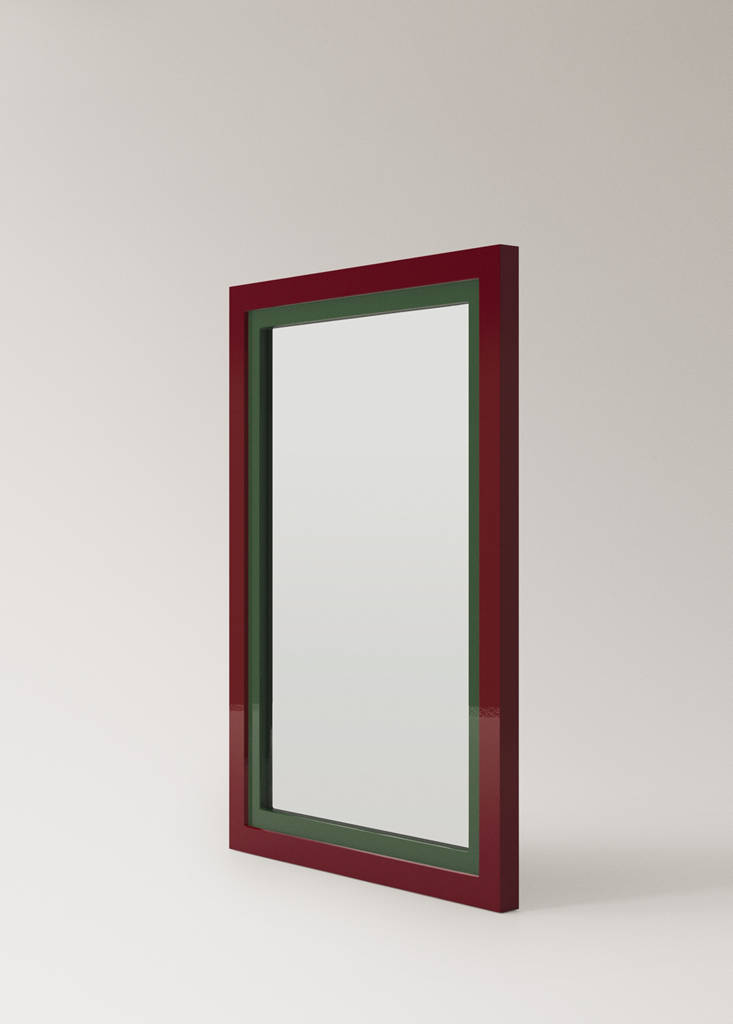 Medium-sized double mirror in lacquered colour — Granate