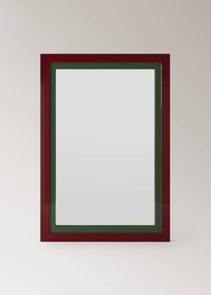 Medium-sized double mirror in lacquered colour — Granate