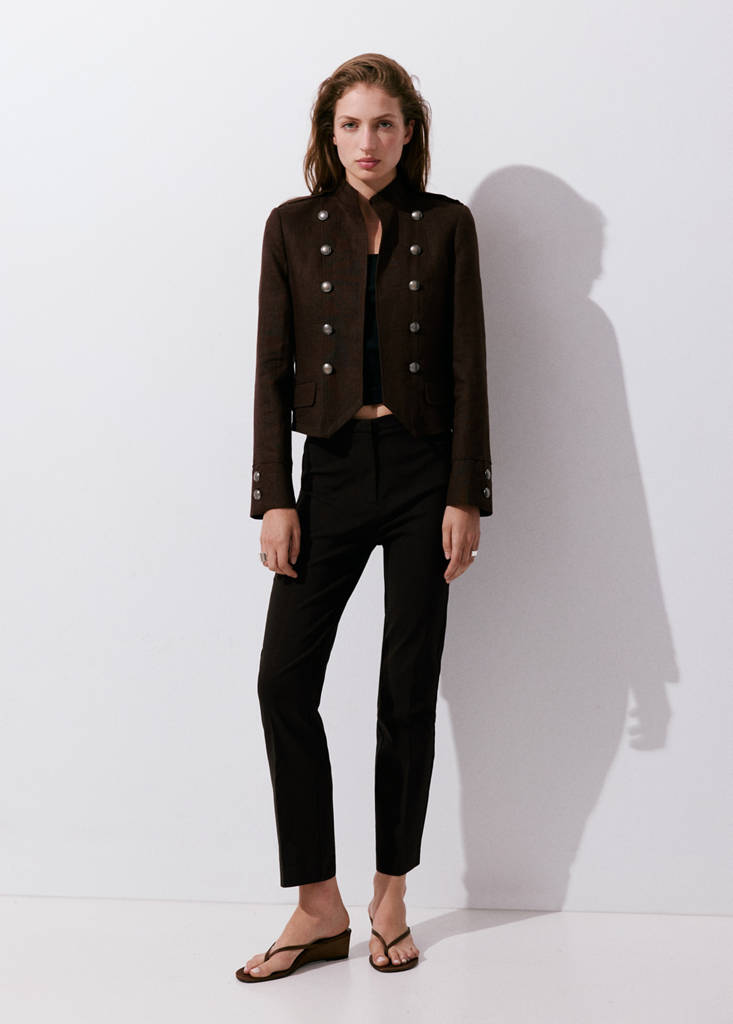 Straight-cut crop trousers — Chocolate
