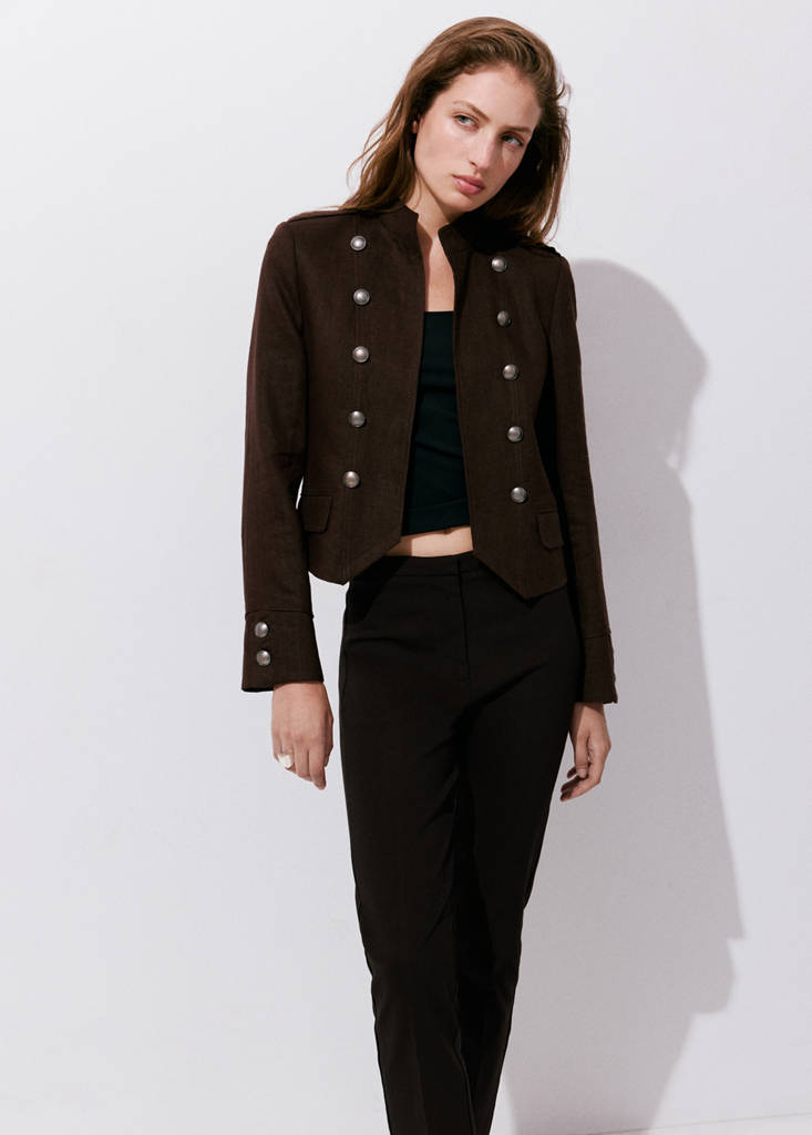 Straight-cut crop trousers — Chocolate