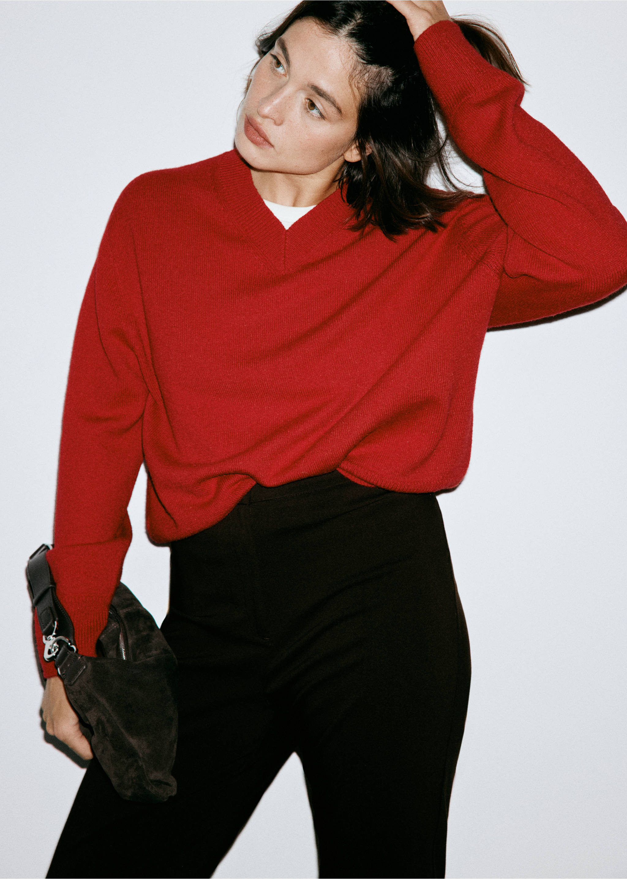 Straight-cut crop trousers - Details of the article 6, Chocolate. Ref: 37054086-00.