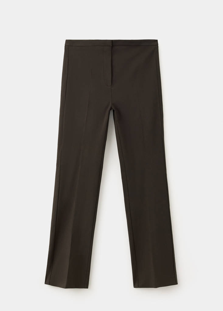 Straight-cut crop trousers — Chocolate