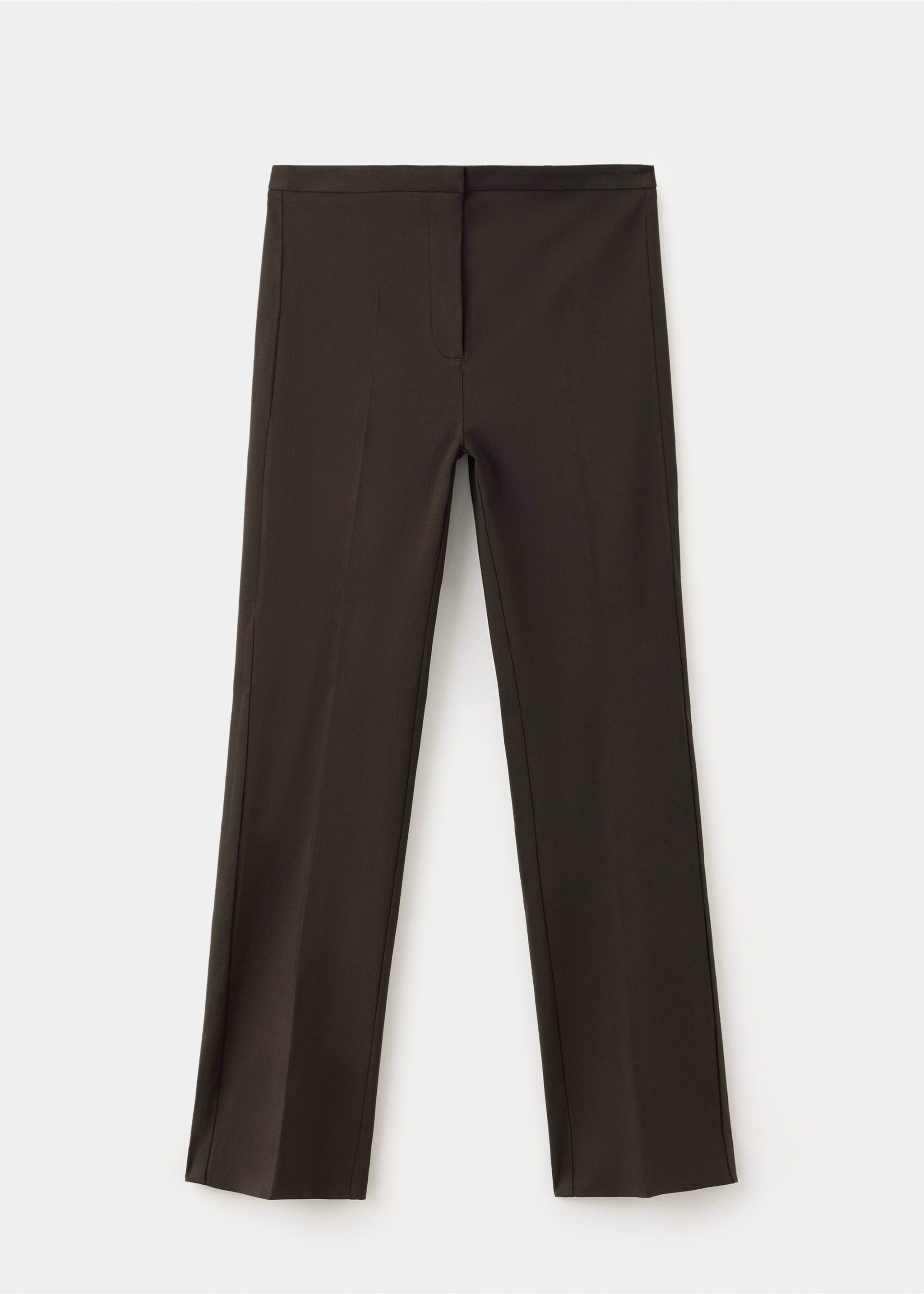 Straight-cut crop trousers - Article without model, Chocolate. Ref: 37054086-00.