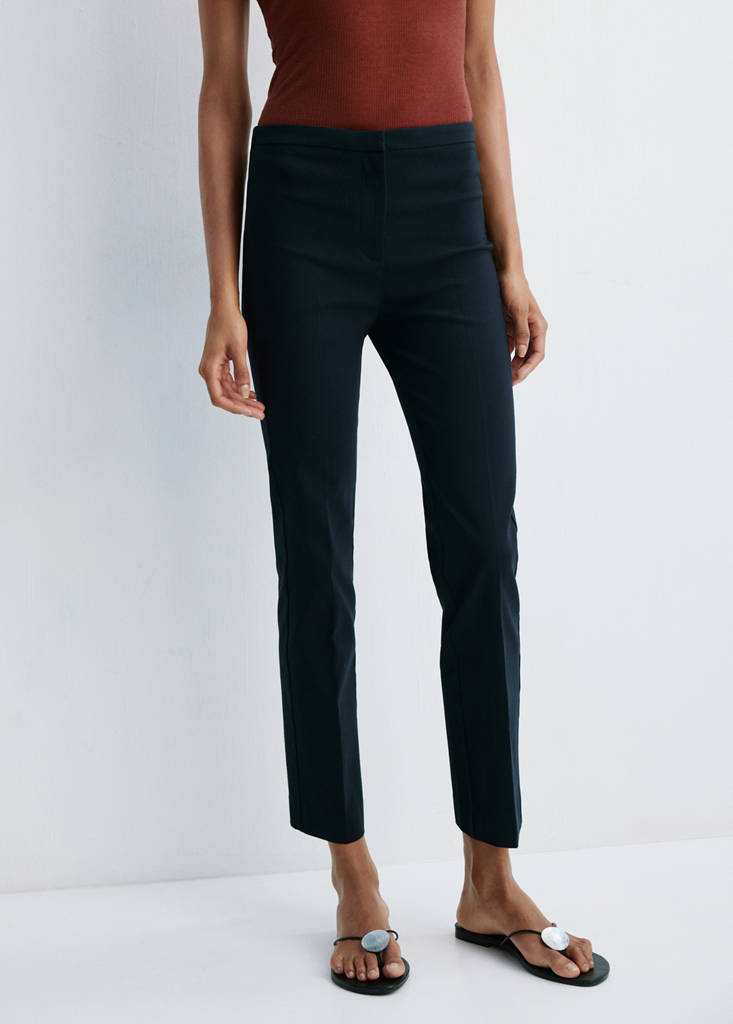 Straight-cut crop trousers — Navy