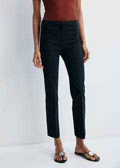 Straight-cut crop trousers — Navy 1