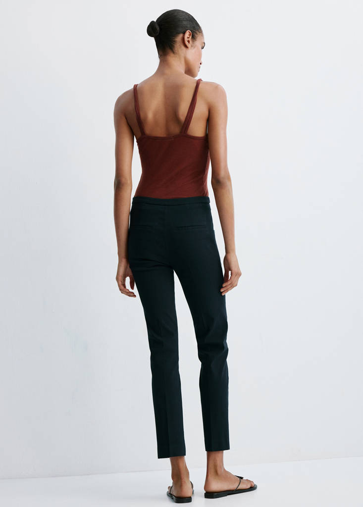 Straight-cut crop trousers — Navy