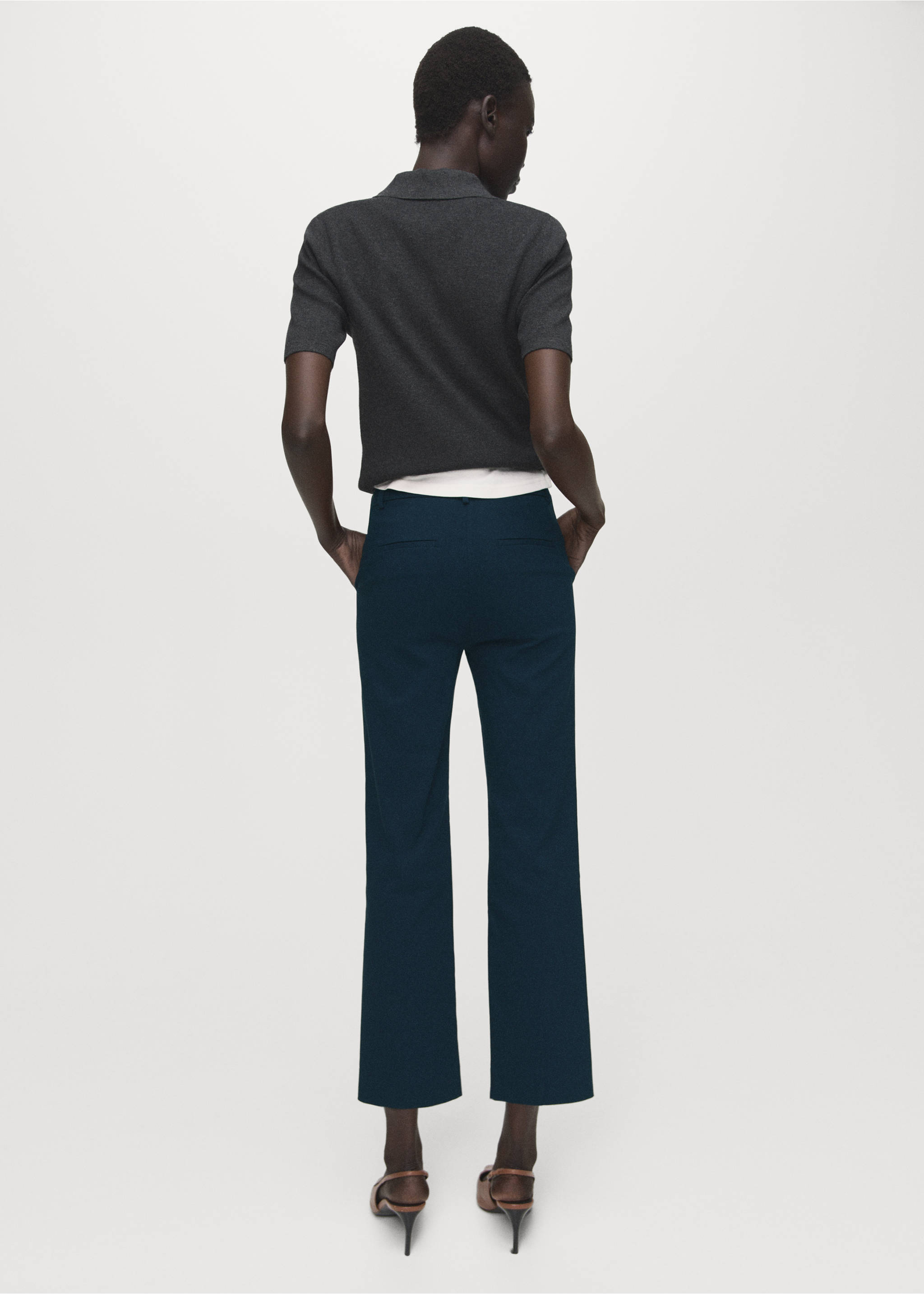 Pantalon droit 7/8 - Verso de l’article, Bleu marine. Ref: 37054086-00.