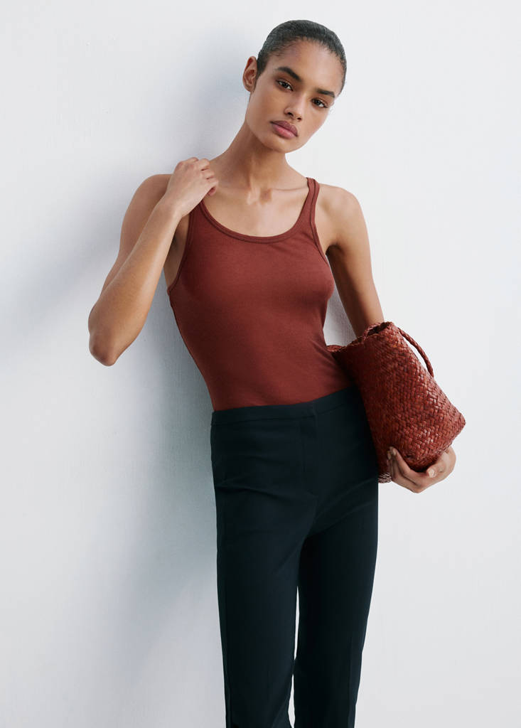 Straight-cut crop trousers — Navy
