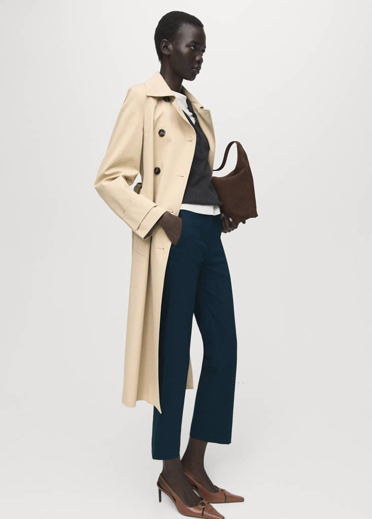 Straight-cut crop trousers — Navy