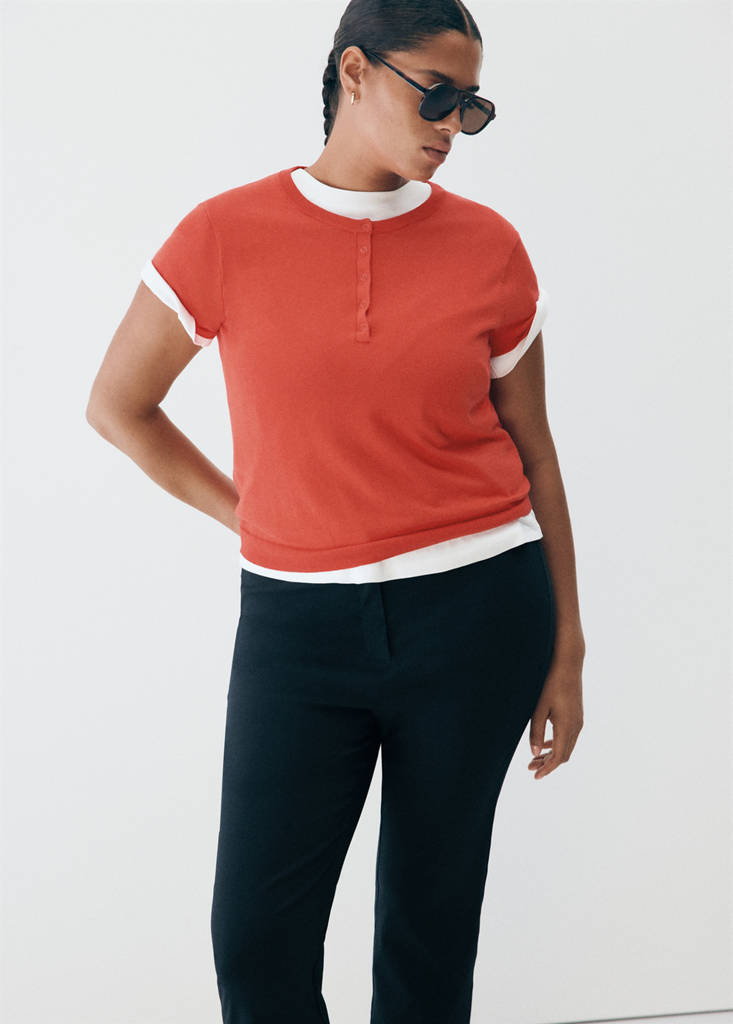 Straight-cut crop trousers — Navy