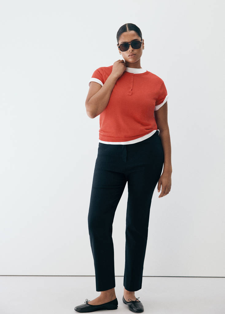 Straight-cut crop trousers — Navy
