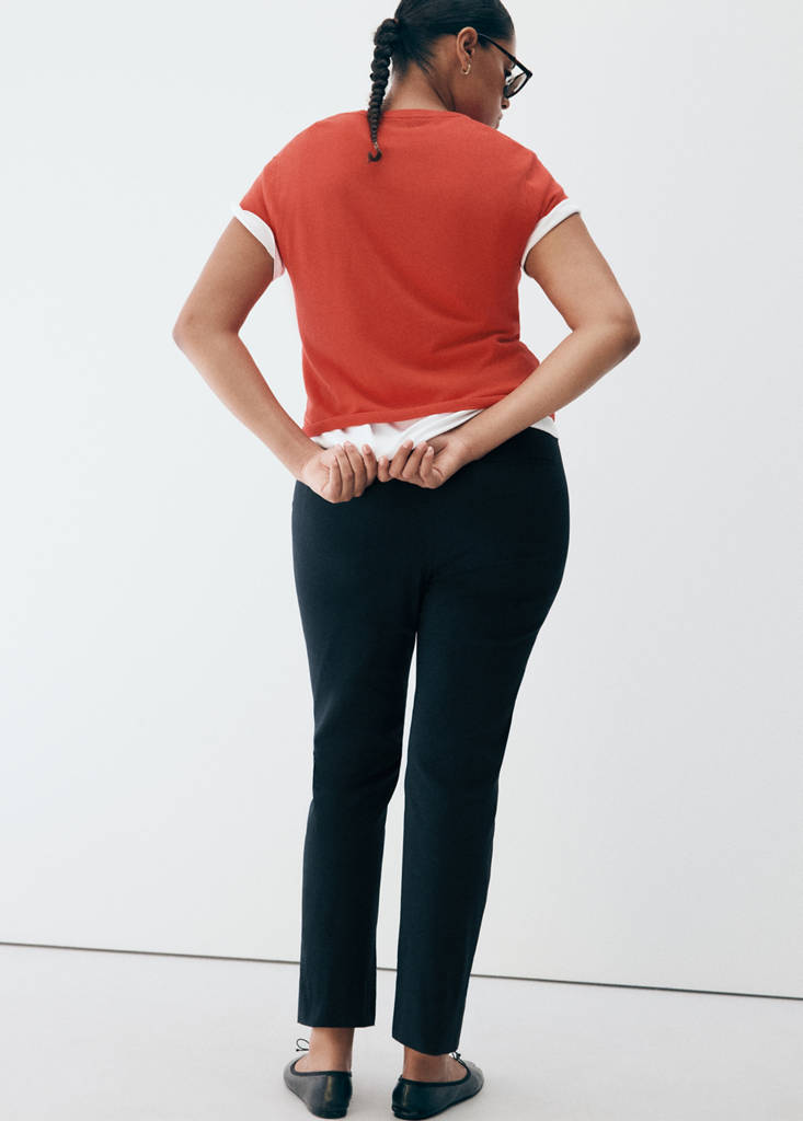 Straight-cut crop trousers — Navy