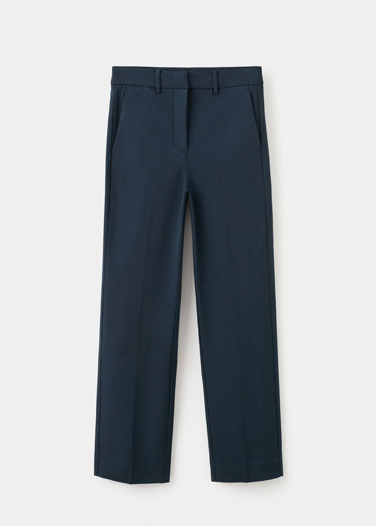 Straight-cut crop trousers — Navy