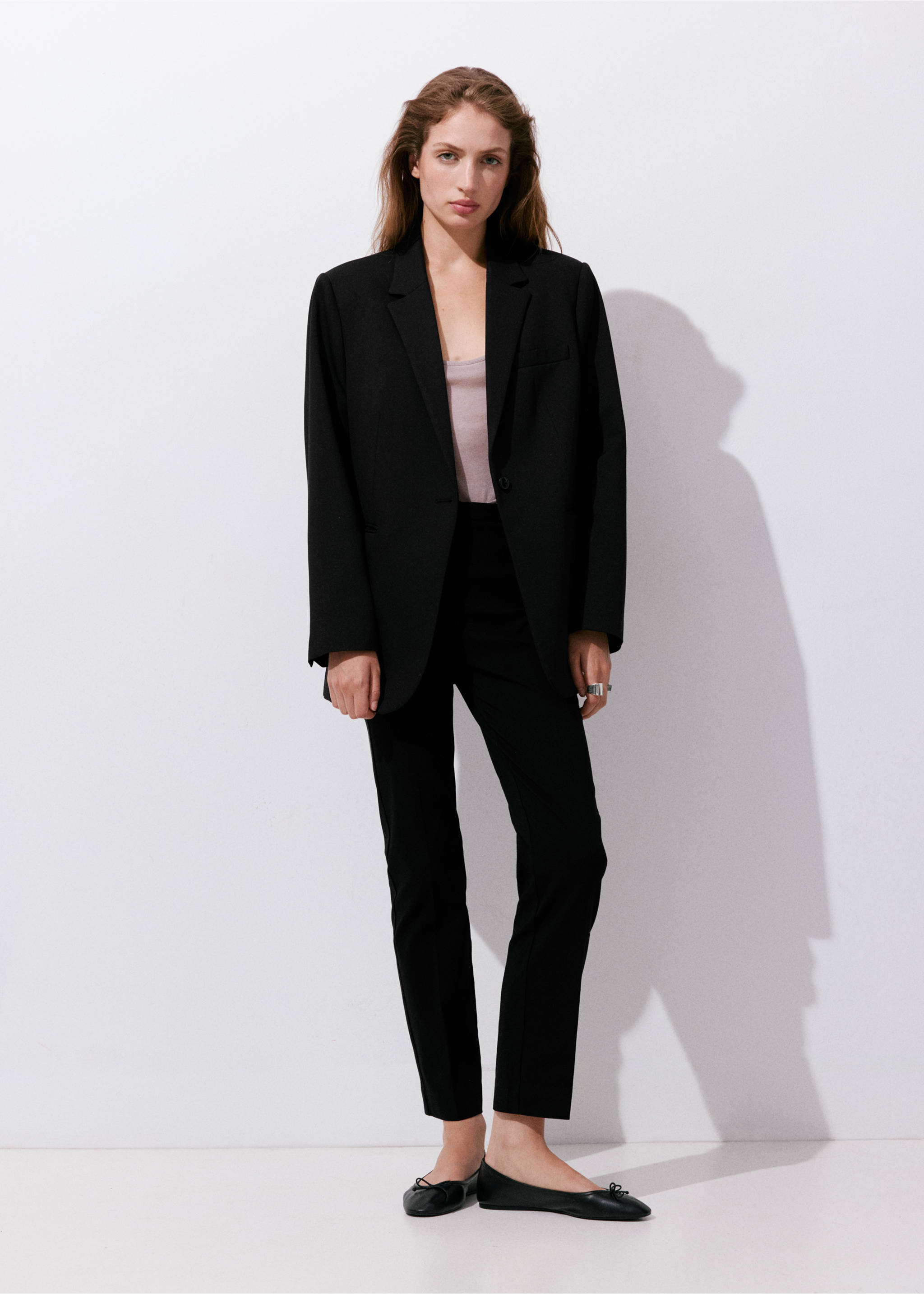 Straight-cut crop trousers - General plane, Black. Ref: 37054086-00.