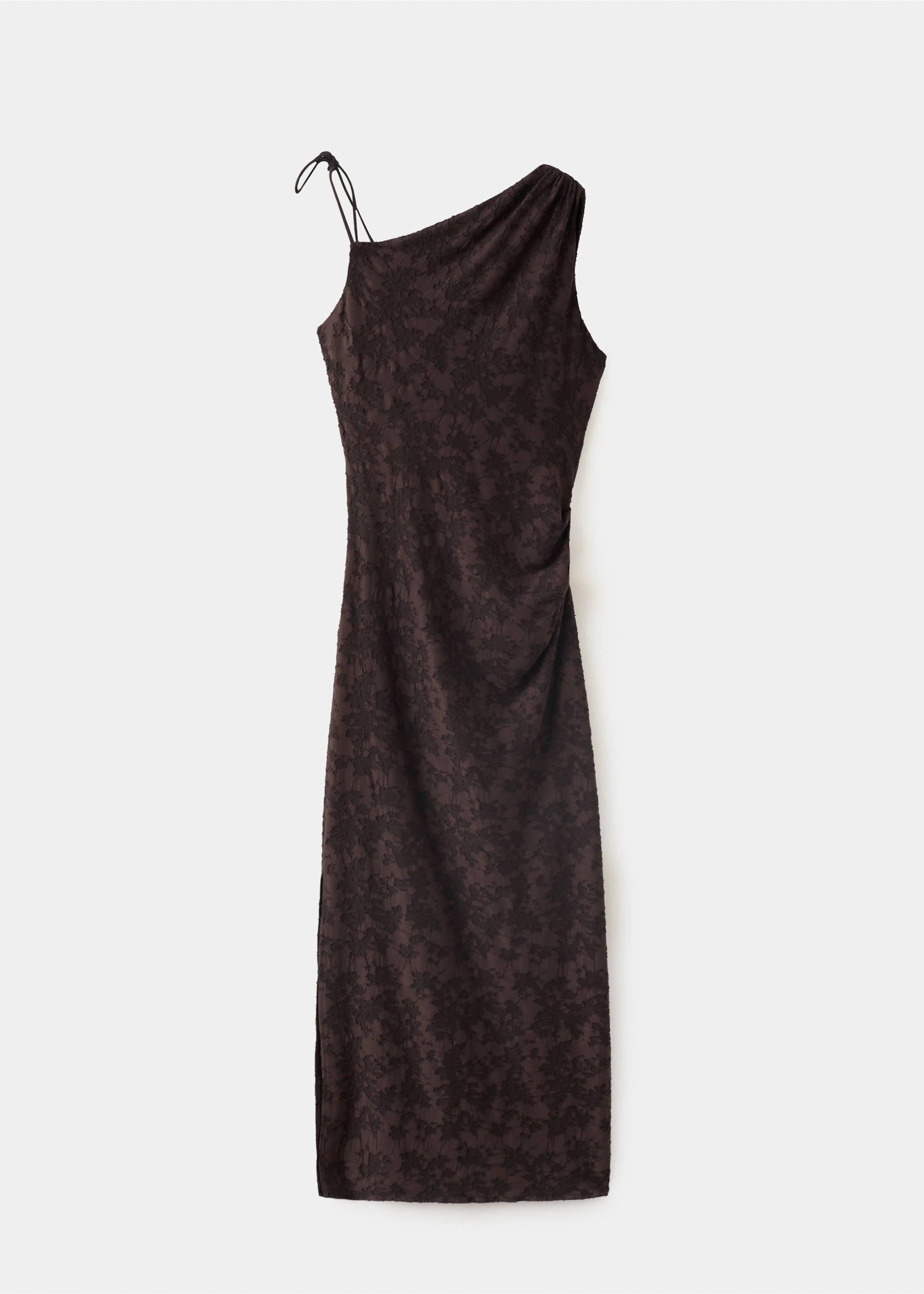 Robe asymétrique en dévoré - Article sans modèle, Marron. Ref: 37054087-00.