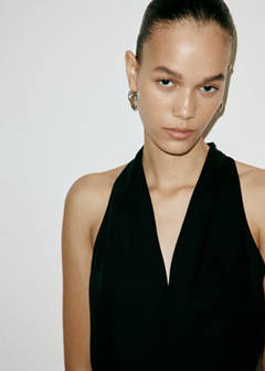 Bicolour lyocell dress with belt — Black 4