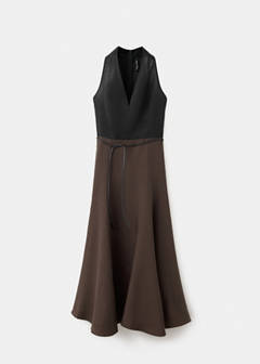 Bicolour lyocell dress with belt — Black 5