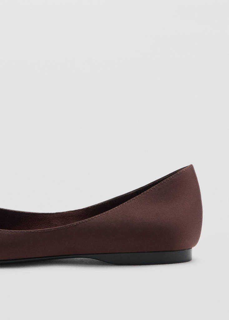 Satin ballerina flat — Chocolate