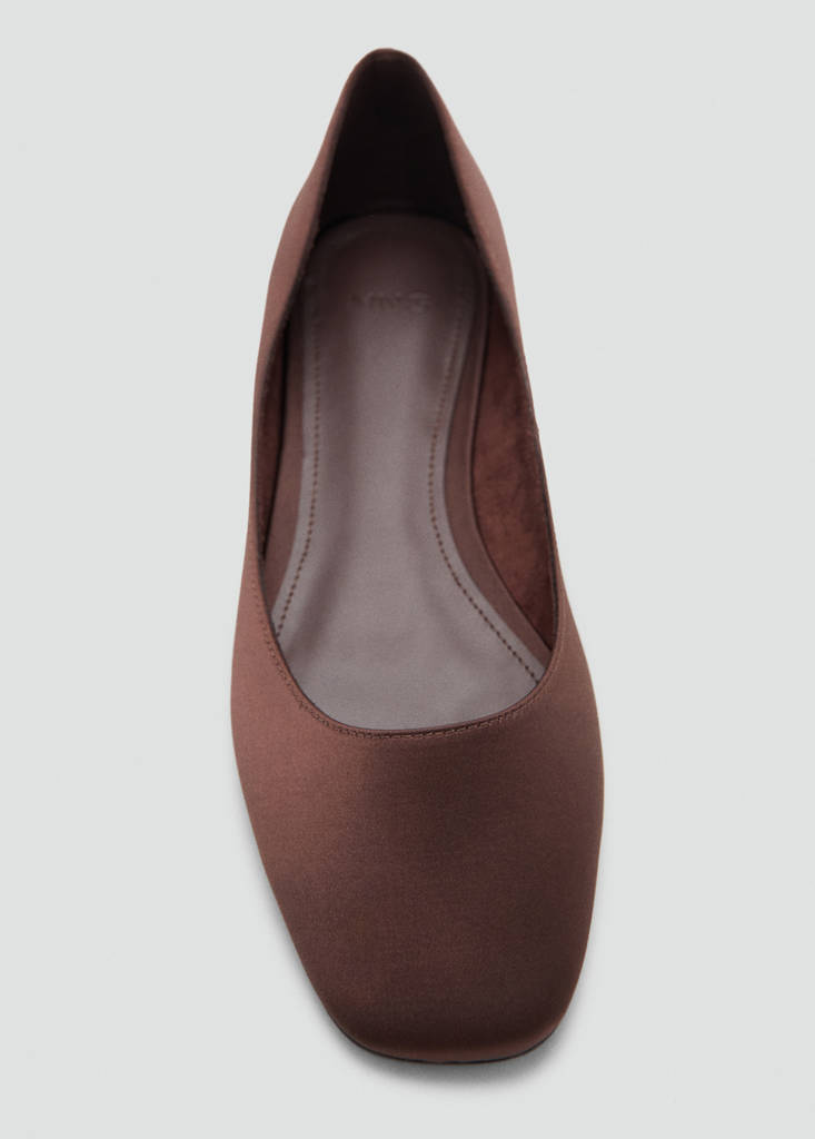 Satin ballerina flat — Chocolate