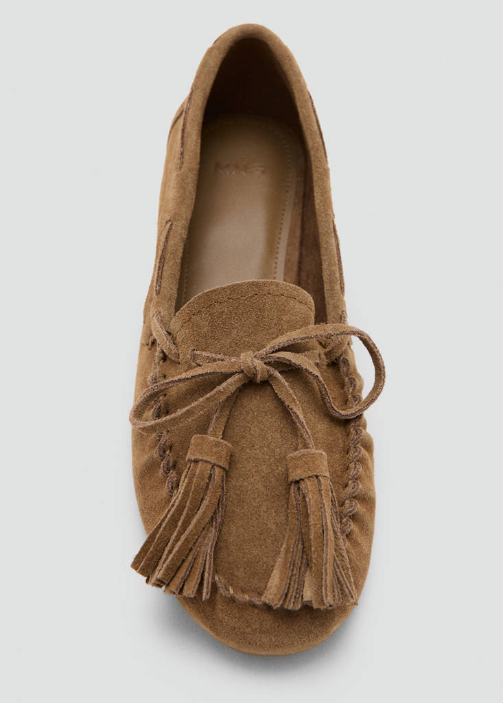 Suede fringe loafer — Sand