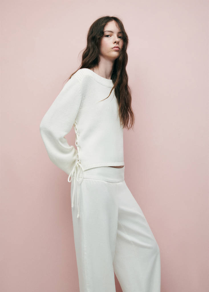 Knitted sweater with tie slits — Off White