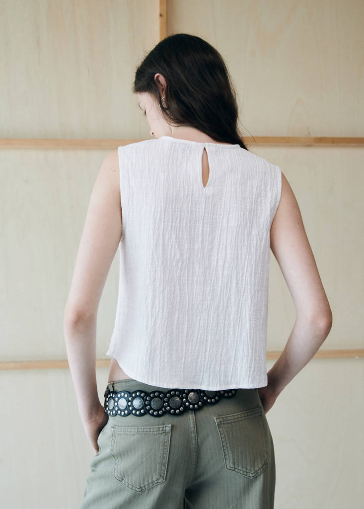 Textured detail slit top — Off White