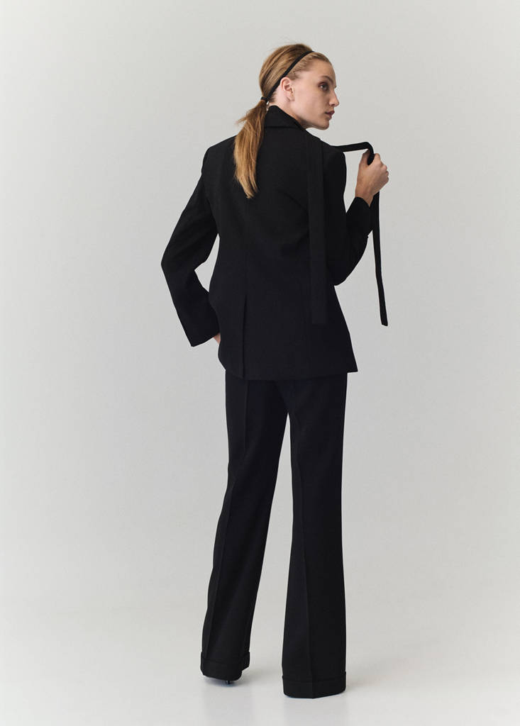 Flared trousers with seams — Black